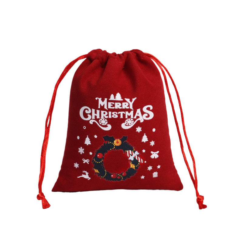 Wholesale Christmas Gift Bag Set Custom Drawstring  Velvet Bag